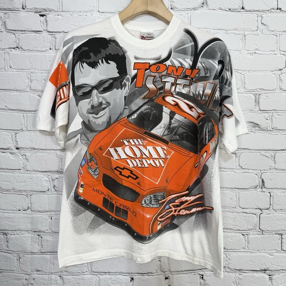 Vintage Tony Stewart AOP T-Shirt Size M Adrenaline‎ Rush Home Depot Nascar 2005 - Picture 1 of 16
